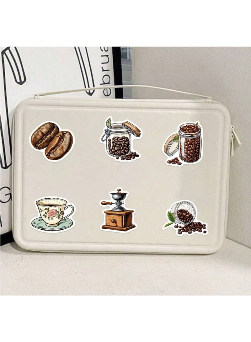 50 قطعة ملصقات قهوة مقاومة للماء، حزمة استكرات كرتونية لعشاق البن، ملصقات كوب القهوة وآلة الاسبريسو، استكرات لاصقة للحقائب والكراسات وزجاجات المياه، مجموعة ملصقات ديكور DIY للكمبيوتر والمحمول، ملصقات فينيل مقاومة للحرارة والماء، استكرات باريستا وتصاميم أكواب قهوة لطيفة، ملصقات تزيين أدوات القهوة المختصة، حزمة ملصقات فنية متنوعة للدفاتر والمطارات، هدايا لعشاق القهوة، ملصقات جدارية صغيرة وقابلة للإزالة، ديكور ركن القهوة المنزلي. - Image 5